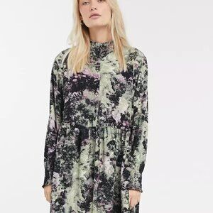 Monki long sleeve abstract print dress